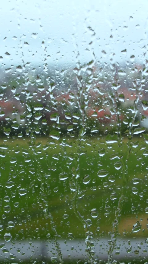 Rain Raining Against The Window On A Rainy Day Stock Footage 240753740