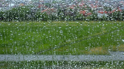 Rain Raining Against The Window On A Rainy Day Stock Footage 240755309
