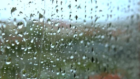 Rain Raining Against The Window On A Rainy Day Stock Footage 240755503