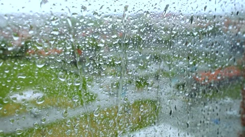Rain Raining Against The Window On A Rainy Day Stock Footage 240755511