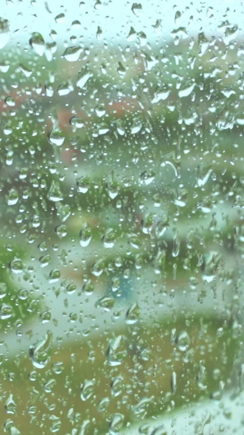Rain Raining Against The Window On A Rainy Day Stock Footage 244050893