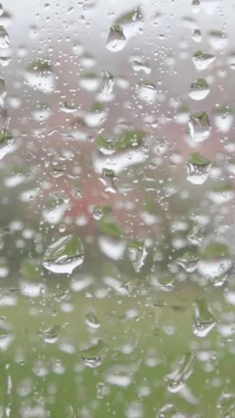 Rain Raining Against The Window On A Rainy Day Stock Footage 244051032