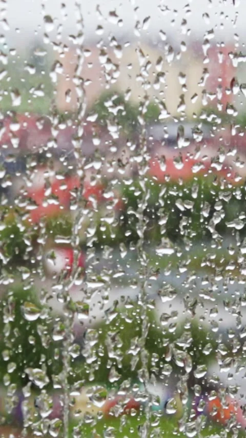 Rain Raining Against The Window On A Rainy Day Video stock 244051153