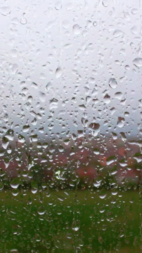 Rain Raining Against The Window On A Rainy Day Stock Footage 244051348