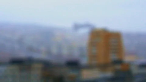 Rain in residential area against blurred brown tall houses Stock Footage 99059271