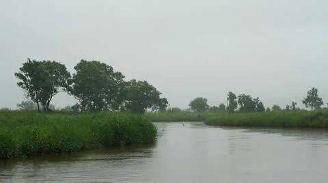 Rain on the river Stock Footage 25849461