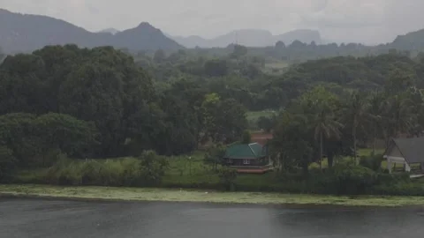 Rain on a river in Thailand Stock Footage 167927480