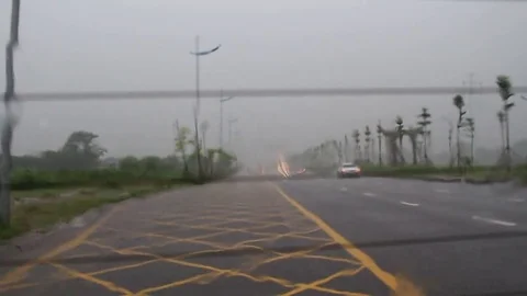 Rain on the road Stock Footage 78259888