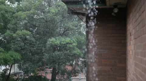 Rain off roof Stock Footage