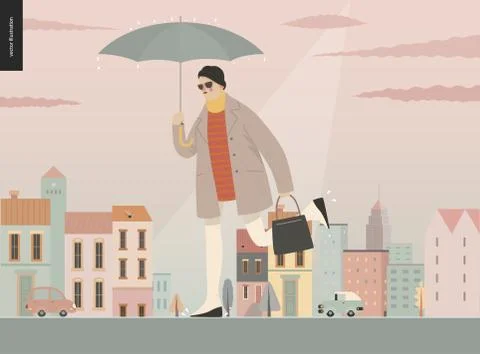 Rain - running person Stock Illustration