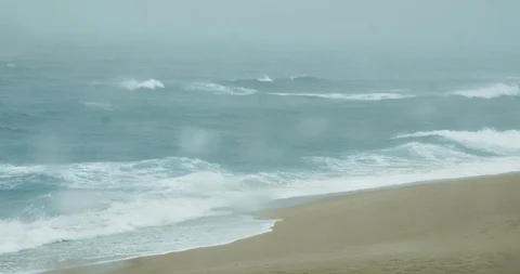 Rain at sea point of view from inside a car Video stock 110733069