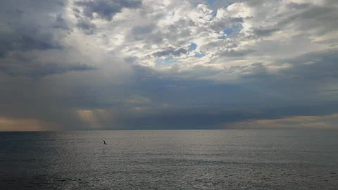 Rain sea Rain falling sea Cloudy rainy stormy weather sea Dark rainy clouds 스톡 동영상 332278161