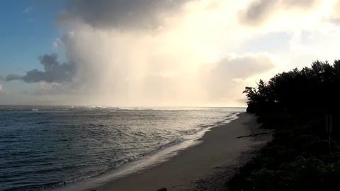 Rain shower off the beach Stock Footage 92701839