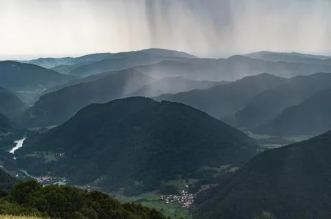 Rain shower in the mountains 스톡 사진