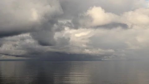 Rain Shower Over Open Sea Storm Clouds Chile Timelapse Stock Footage 336155311