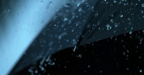 Rain slow motion umbrella Stock Footage 84467357