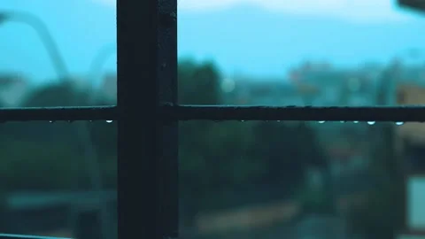 Rain in slow motion from window Stock Footage 148471813