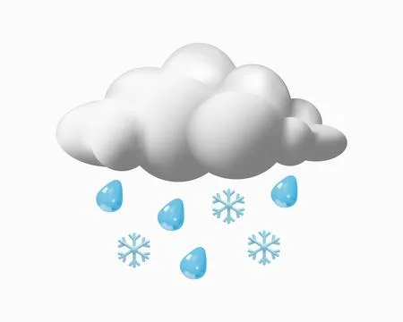 Rain snow cloud 3d weather Stock Illustration