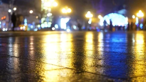 Rain snow night walk Stock Footage 84940721