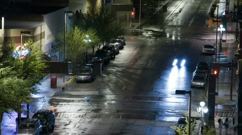 Rain soaked streets timelapse Stock Footage 800452