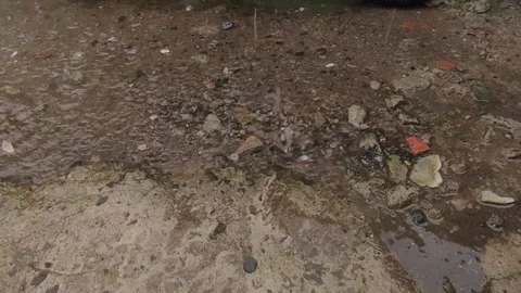 Rain Splashing on Ground with Strong Droplets Stock Footage 332898347