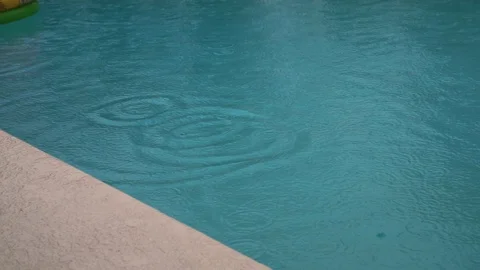 Rain splashing into a pool in slow motion Stock-Footage 129379859