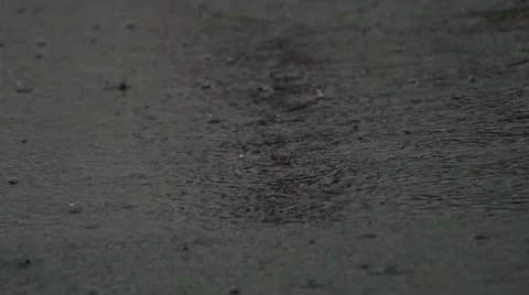 Rain Splashing in Puddle 0002 Stock Footage 8680518