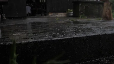 Rain on stairs Stock Footage 77537587