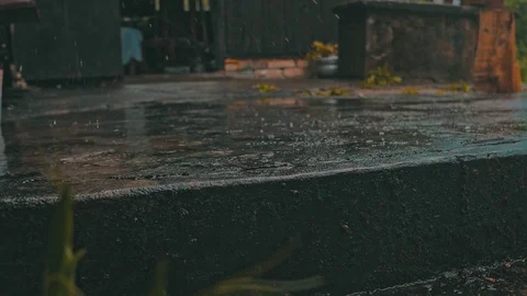 Rain on stairs Stock Footage 77537978