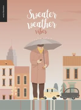 Rain - standing man Stock Illustration