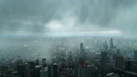 Rain Storm Approaching the CN Tower in Toronto, Canada Stock Footage 225836080