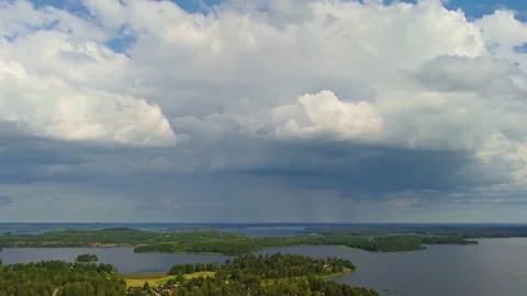 Rain storm approaching over scandinavian landscape Stock Footage 280184814