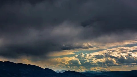 Rain storm over mountains. Time lapse Stock Footage 119945712