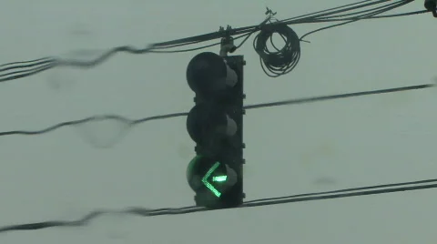 Rain Storm Traffic Light Stock Footage 283973