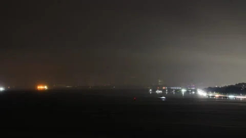 Rain Storm Upper New York Bay Manhattan Skyline Timelapse Stock Footage 209950397