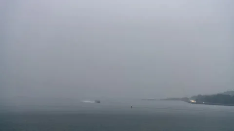 Rain Storm Upper New York Bay Manhattan Skyline Timelapse Stock Footage 209951022