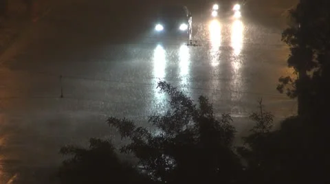 Rain, Storm,Wind and heavy rain at night. 스톡 동영상 24166740