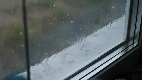 Rain Streaks Down Windowpane Stock Footage 303887550