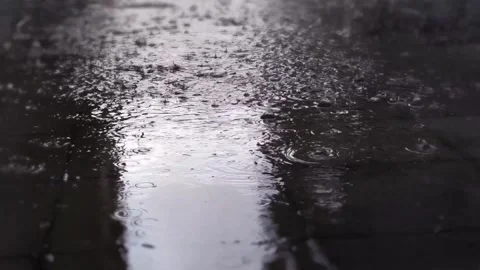 Rain on the street in the afternoon Stock Footage 242788330