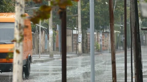 Rain on a street car Stock Footage 187441827