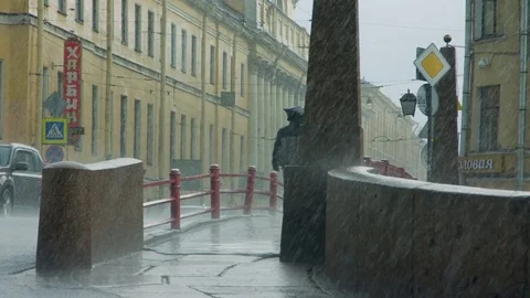 Rain on the street Stock Footage 80249337