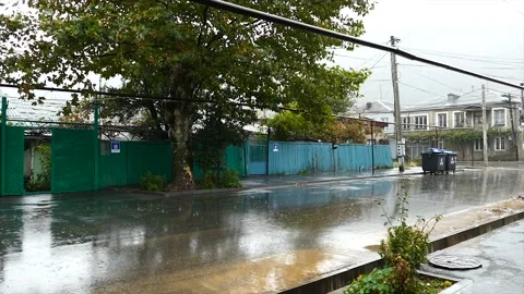 Rain on the street on road Stock Footage 187442379