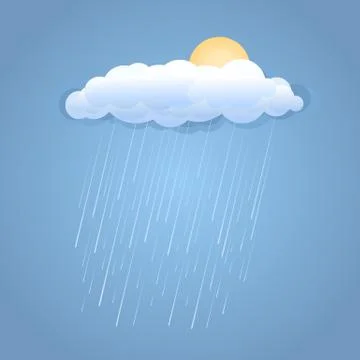 Rain summer cloud with sun Stock Illustration