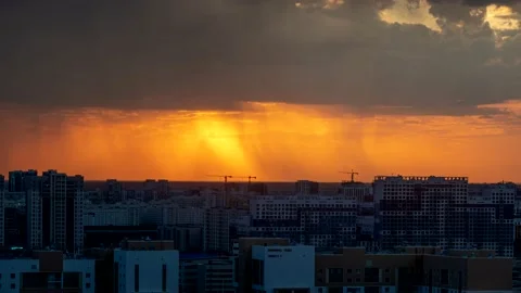 Rain at sunset Stock Footage 232799847