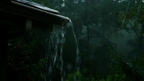 Rain Surging over Gutter in Residential Home 10 Stock Photos