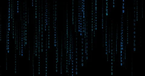 Rain of symbols on black background. Raining code effect animation. Background Stock Footage 269249275