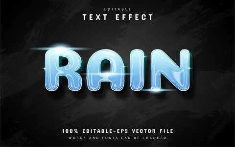 Rain text effect Stock Illustration