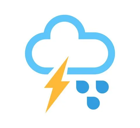 Rain with thunder storm rain logo vector design template Stock Illustration