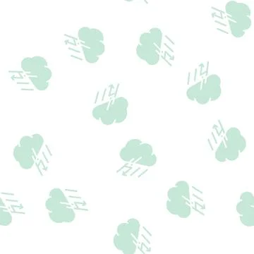 Rain thunderstorm and lightning glyph vector seamless pattern Stock Illustration