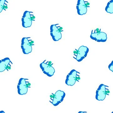 Rain thunderstorm and lightning isometric icon seamless pattern Ilustración de archivo